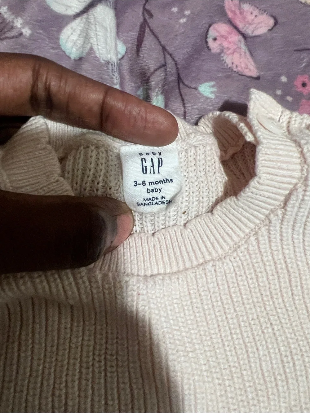 GAP Pink Knit Ruffle Baby Outfit
